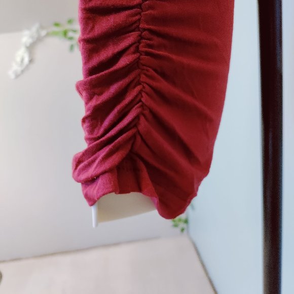 Draped Cowl Neck, Sleeveless, Lace inset back panel, Hip sides ruched blouse - Picture 5 of 7